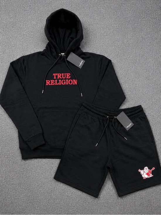 True Religion Other - True Religion Black Shorts with Red Logo Patch